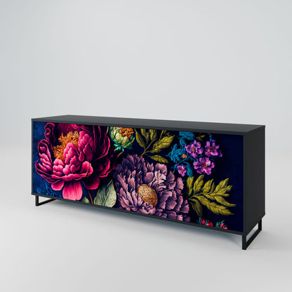 Credenza BLOOMING ELEGANCE a 3 ante in finitura nera