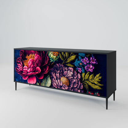 Credenza BLOOMING ELEGANCE a 3 ante in finitura nera