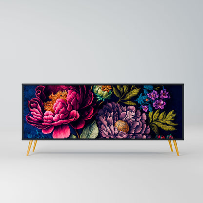 Credenza BLOOMING ELEGANCE a 3 ante in finitura nera