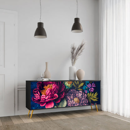 Credenza BLOOMING ELEGANCE a 3 ante in finitura nera