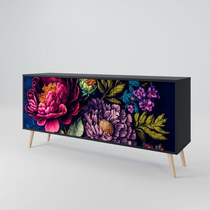 Credenza BLOOMING ELEGANCE a 3 ante in finitura nera