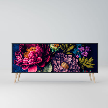 Credenza BLOOMING ELEGANCE a 3 ante in finitura nera