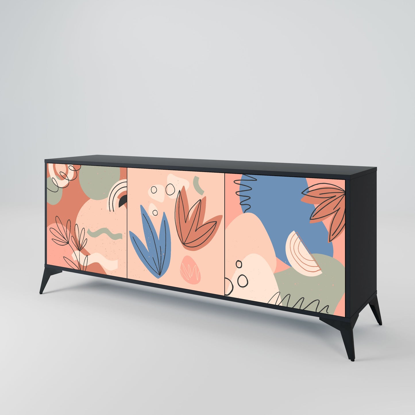 Credenza PASTEL DESTINY a 3 ante in finitura nera