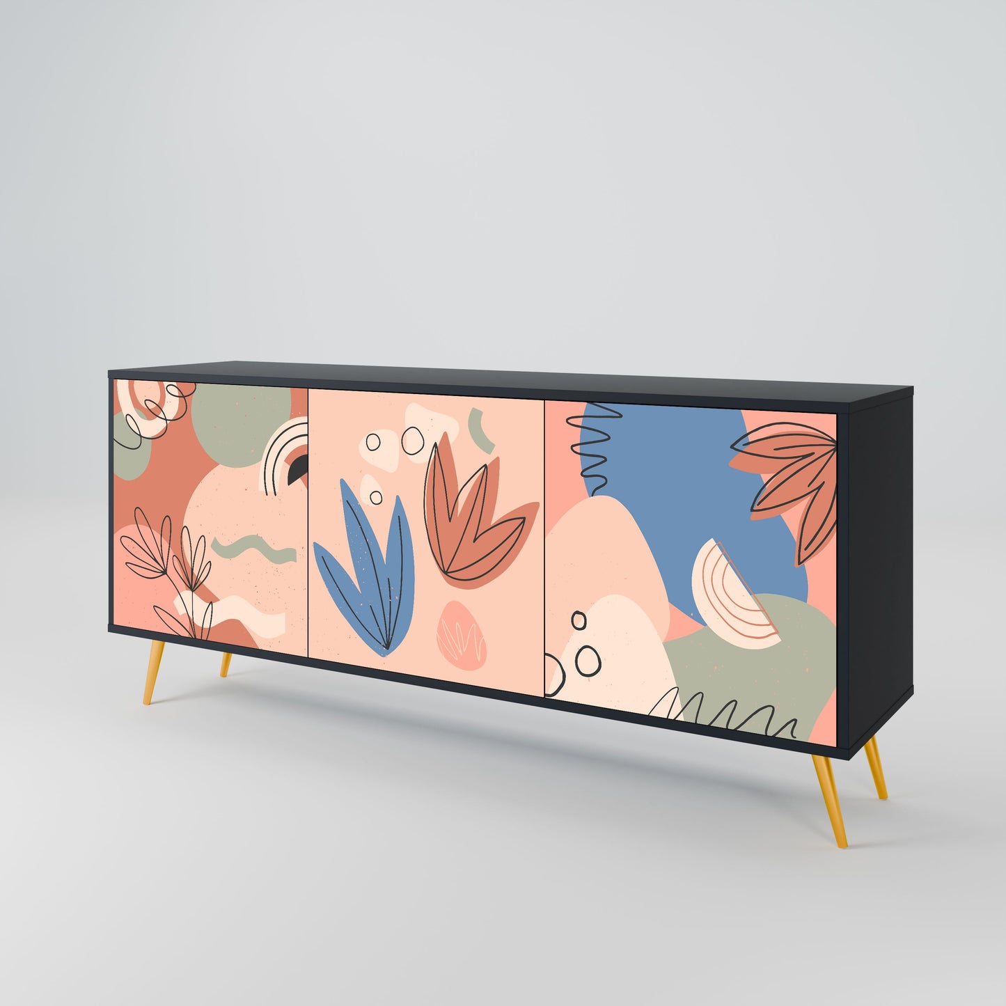 Credenza PASTEL DESTINY a 3 ante in finitura nera