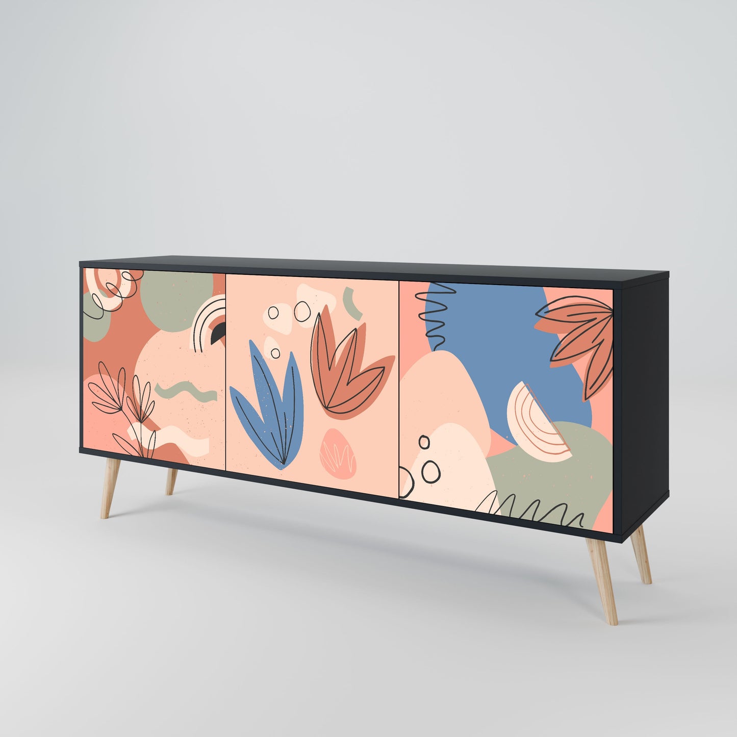 Credenza PASTEL DESTINY a 3 ante in finitura nera