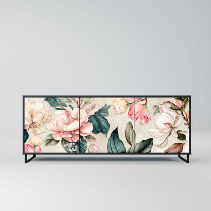 Credenza FLORAL GRACE a 3 ante in finitura nera