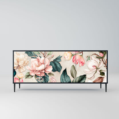 Credenza FLORAL GRACE a 3 ante in finitura nera