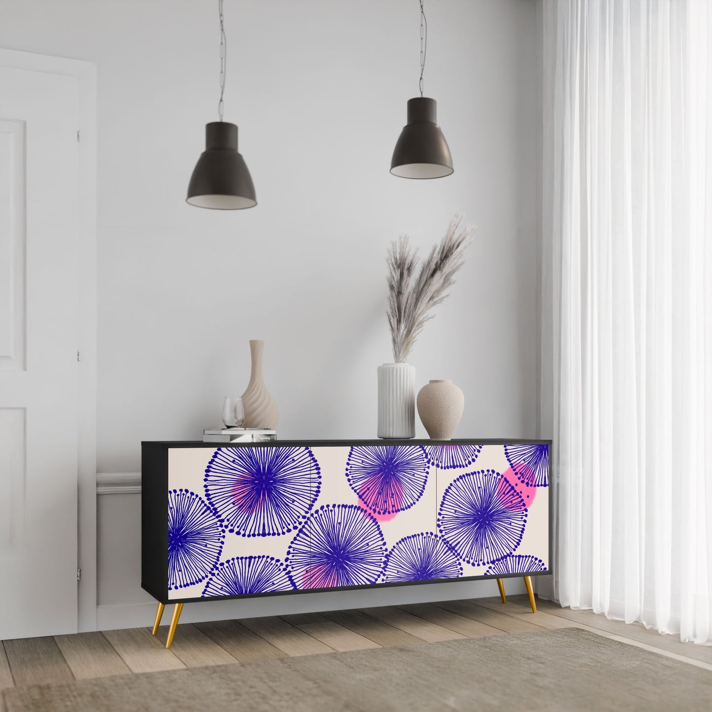 Credenza MAGIC NATURE a 3 ante in finitura nera