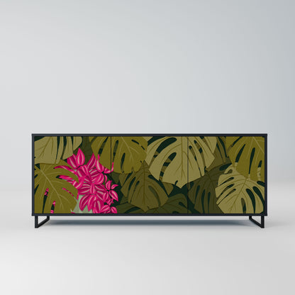 Credenza TROPICAL BEAUTY a 3 ante in finitura nera