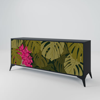 Credenza TROPICAL BEAUTY a 3 ante in finitura nera