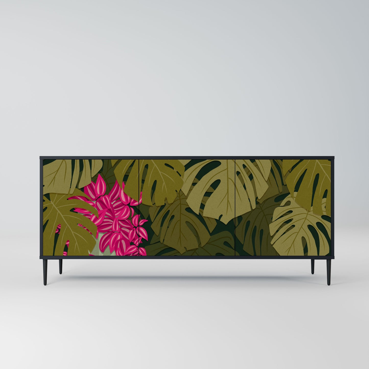 Credenza TROPICAL BEAUTY a 3 ante in finitura nera