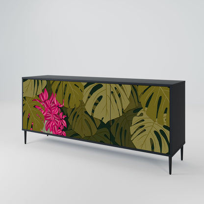 Credenza TROPICAL BEAUTY a 3 ante in finitura nera