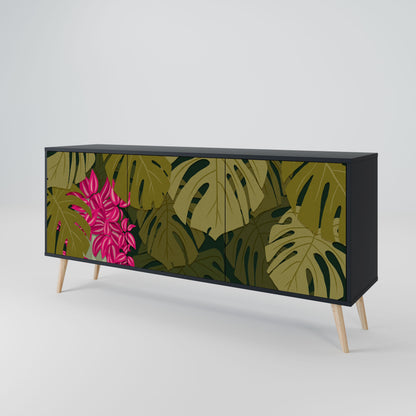 Credenza TROPICAL BEAUTY a 3 ante in finitura nera