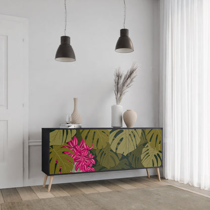 Credenza TROPICAL BEAUTY a 3 ante in finitura nera