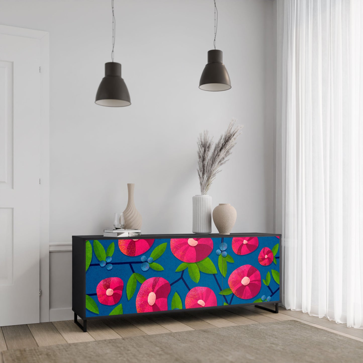 Credenza a 3 ante SPRING THOUGHTS in finitura nera