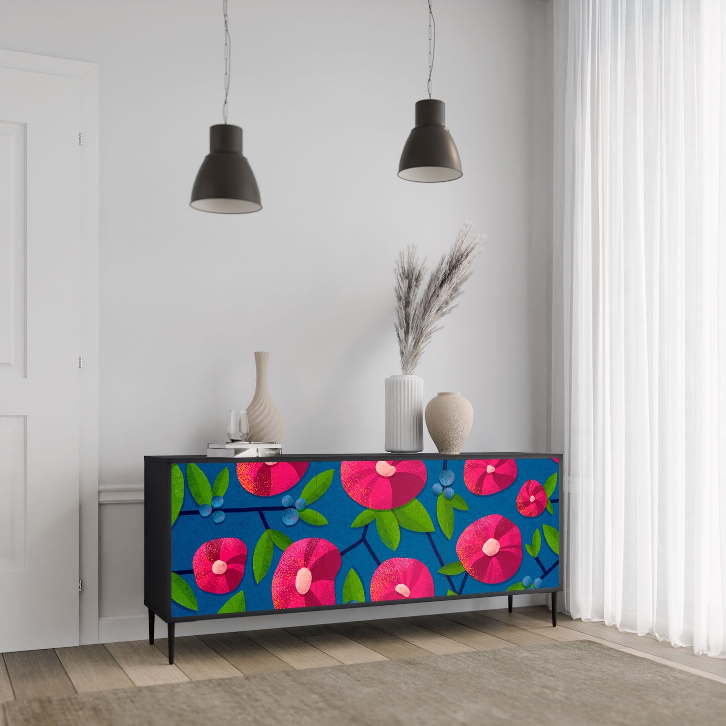 Credenza a 3 ante SPRING THOUGHTS in finitura nera