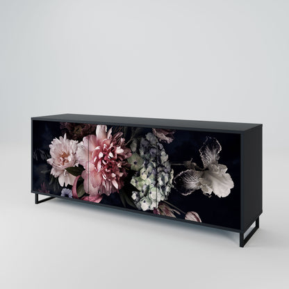 Credenza a 3 ante PURE BLOSSOM in finitura nera