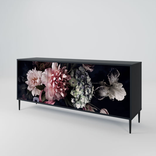 Credenza a 3 ante PURE BLOSSOM in finitura nera