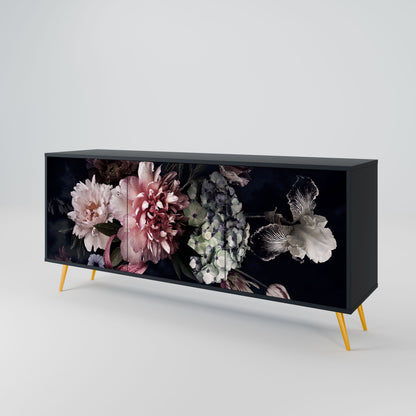 Credenza a 3 ante PURE BLOSSOM in finitura nera