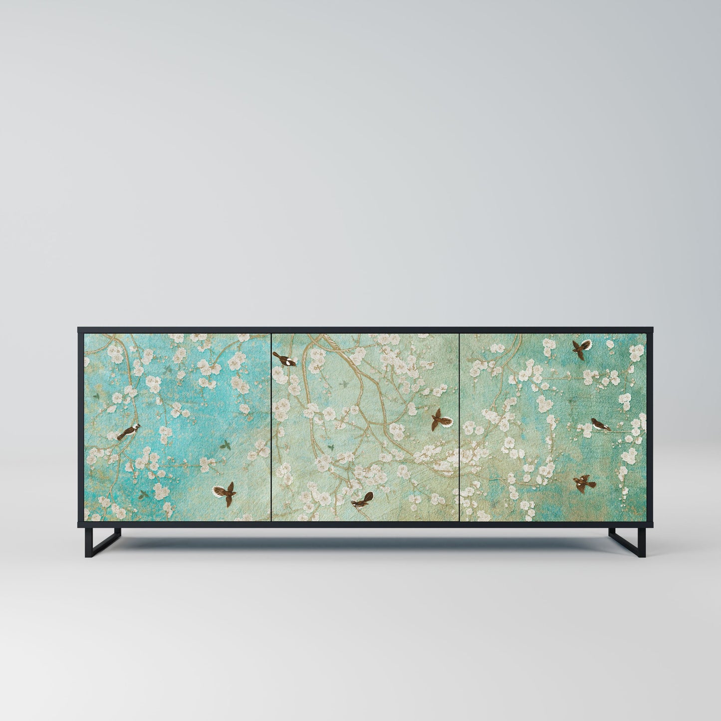 Credenza BLOOMING CHARM a 3 ante in finitura nera