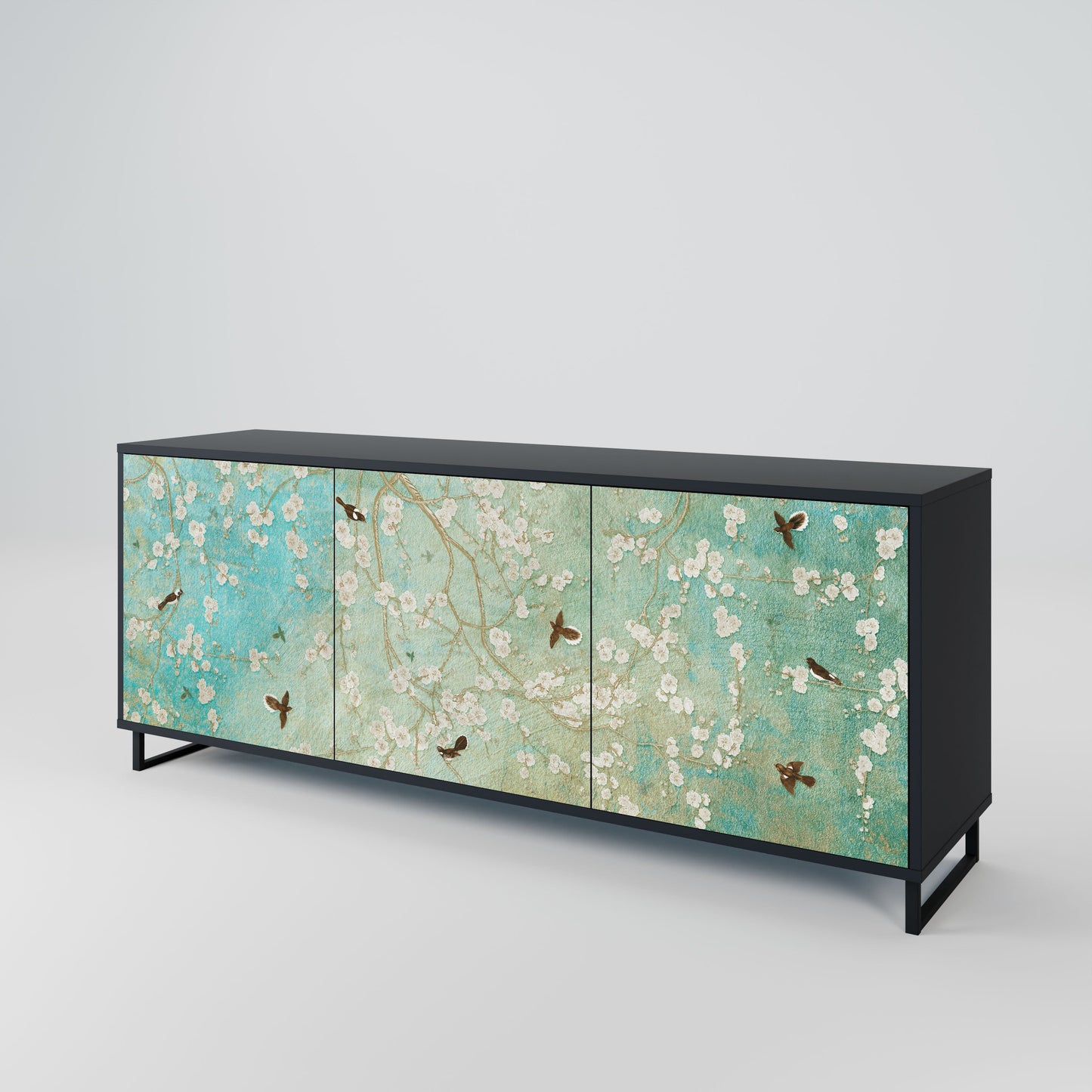 Credenza BLOOMING CHARM a 3 ante in finitura nera