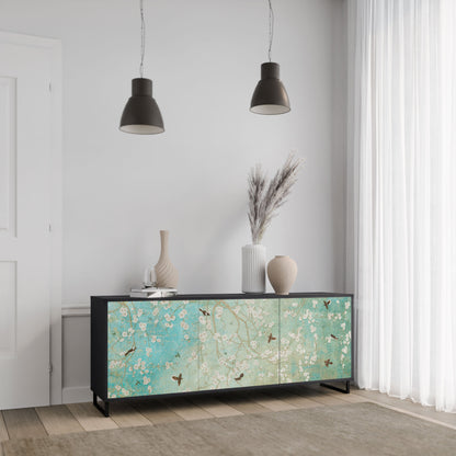 Credenza BLOOMING CHARM a 3 ante in finitura nera