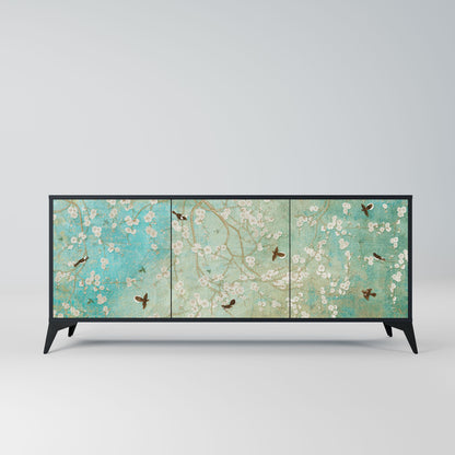 Credenza BLOOMING CHARM a 3 ante in finitura nera