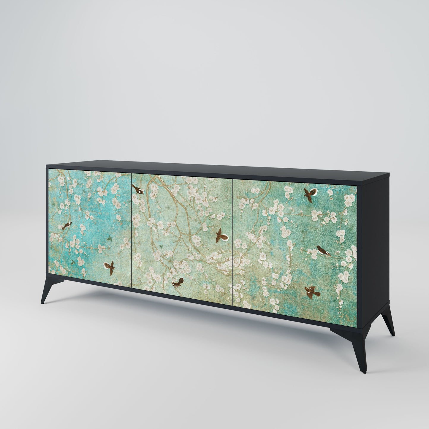 Credenza BLOOMING CHARM a 3 ante in finitura nera