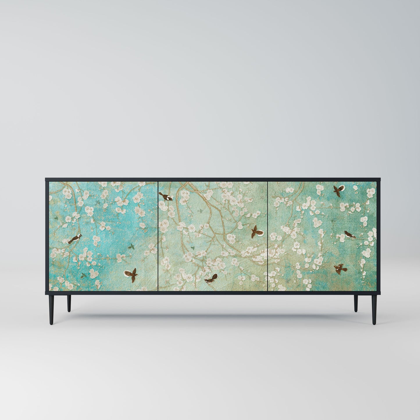 Credenza BLOOMING CHARM a 3 ante in finitura nera