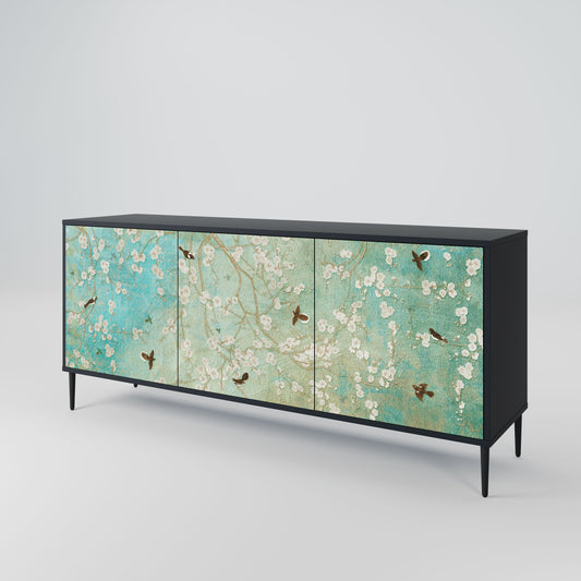 Credenza BLOOMING CHARM a 3 ante in finitura nera