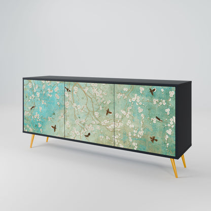 Credenza BLOOMING CHARM a 3 ante in finitura nera