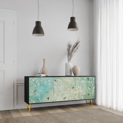 Credenza BLOOMING CHARM a 3 ante in finitura nera