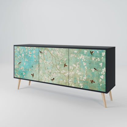 Credenza BLOOMING CHARM a 3 ante in finitura nera