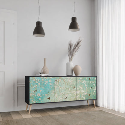 Credenza BLOOMING CHARM a 3 ante in finitura nera