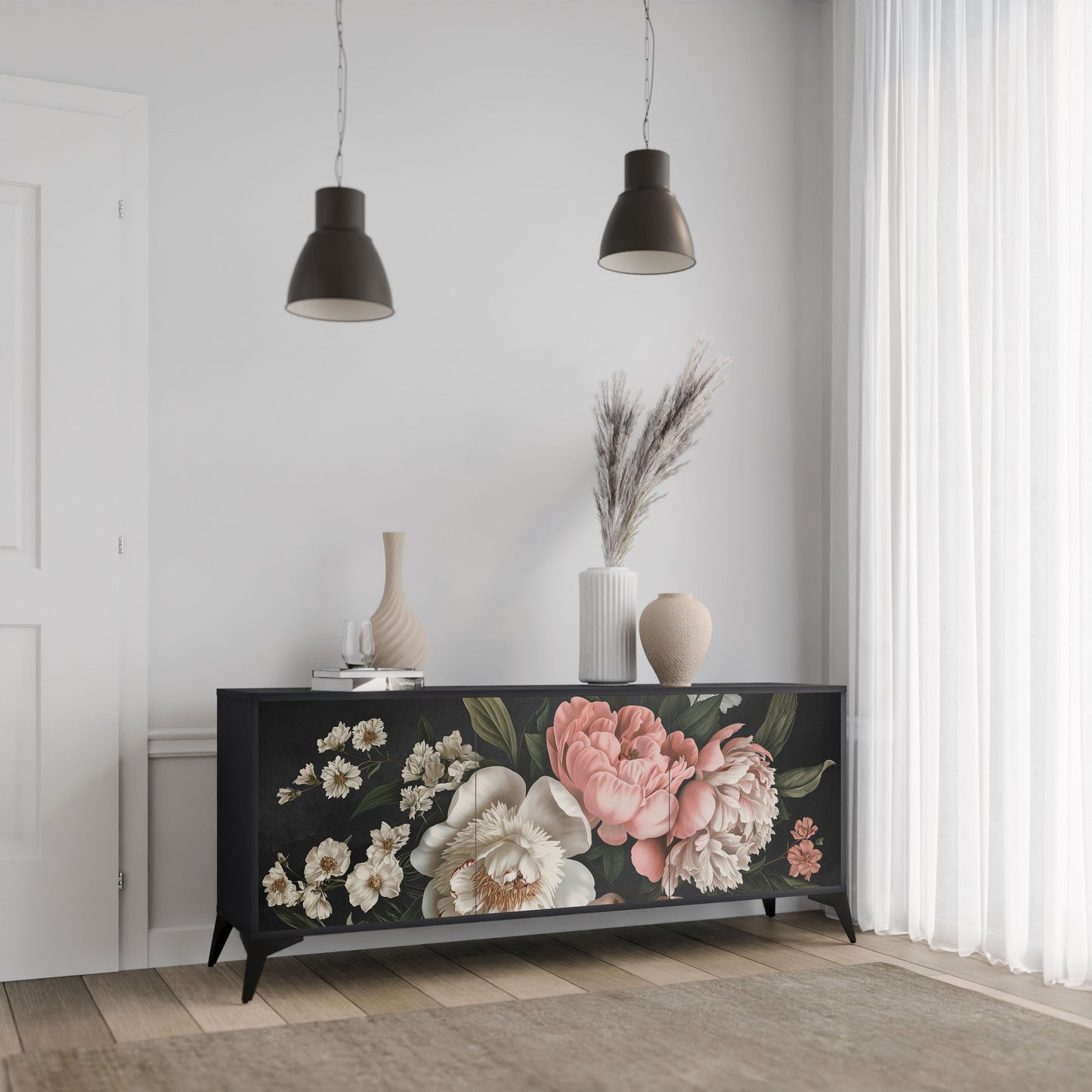 Buffet 3 portes LUSH ELEGANCE en finition noire