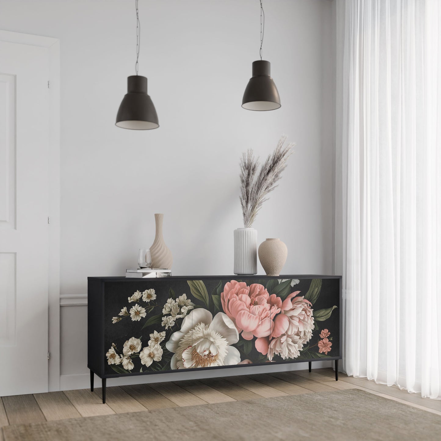 Buffet 3 portes LUSH ELEGANCE en finition noire