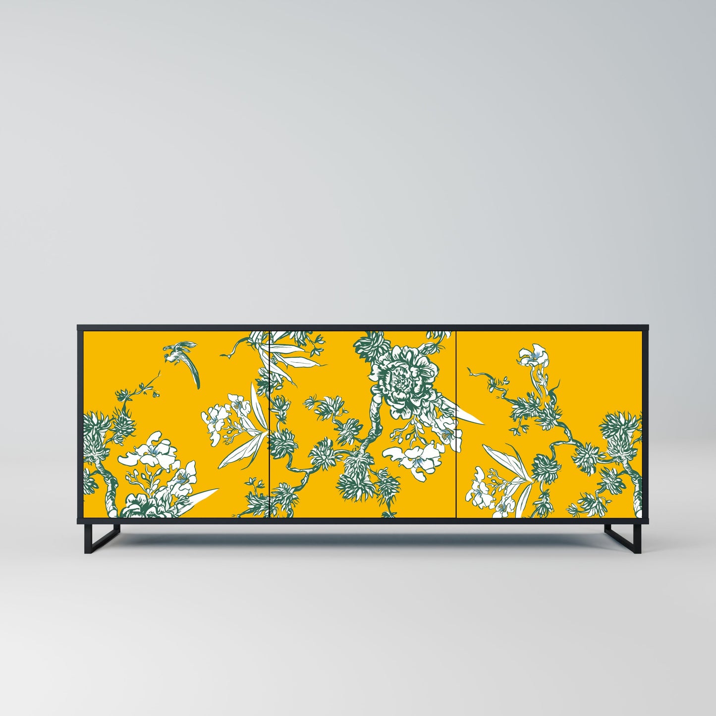 Credenza YELLOW CHINOISERIE a 3 ante in finitura nera