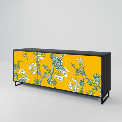 Credenza YELLOW CHINOISERIE a 3 ante in finitura nera