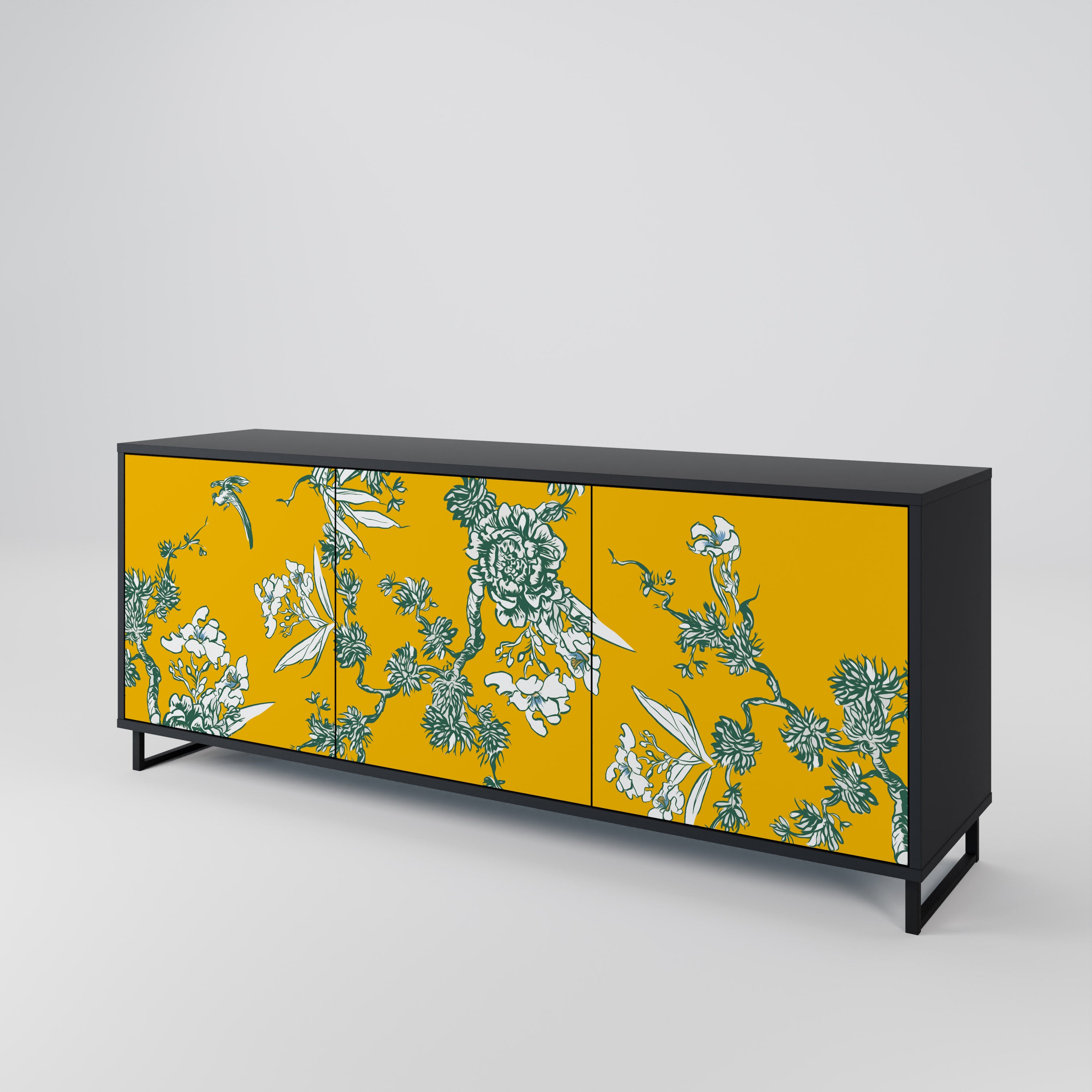 YELLOW CHINOISERIE 3-Door Sideboard