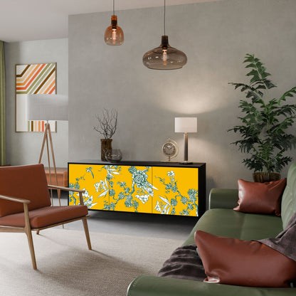 Credenza YELLOW CHINOISERIE a 3 ante in finitura nera