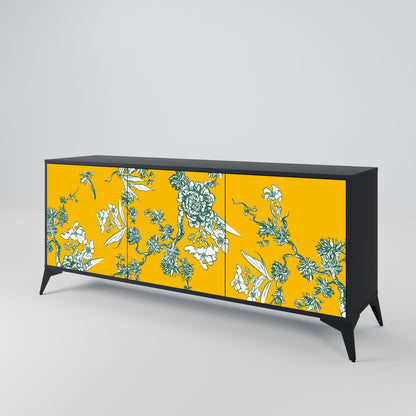 Credenza YELLOW CHINOISERIE a 3 ante in finitura nera