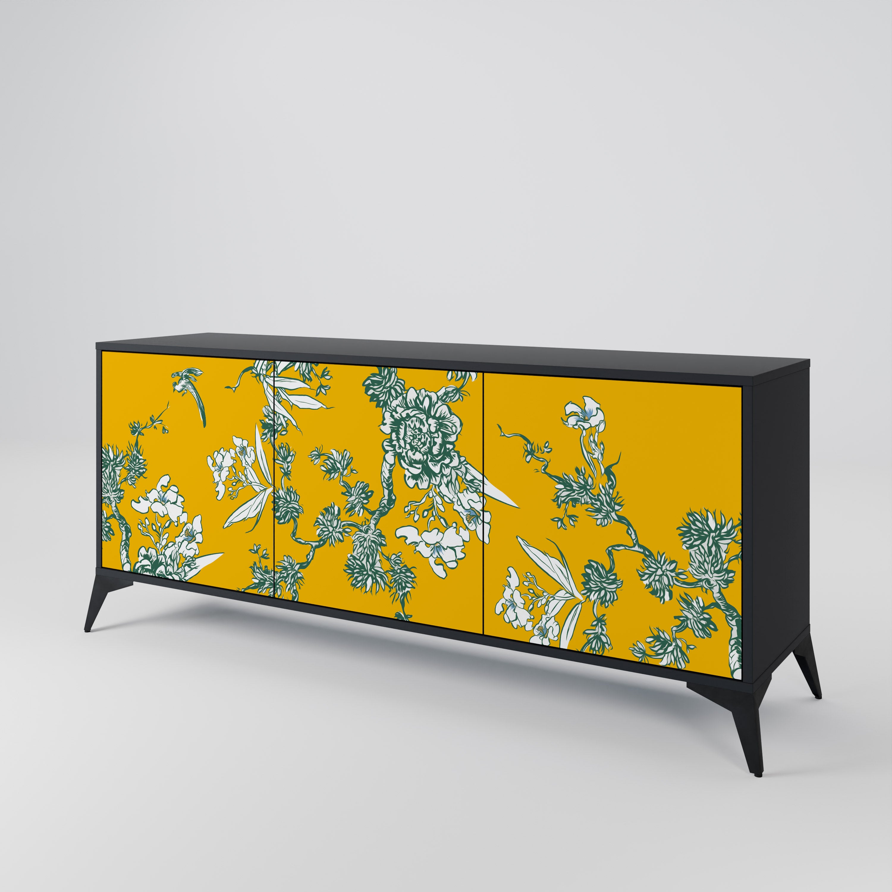 YELLOW CHINOISERIE 3-Door Sideboard