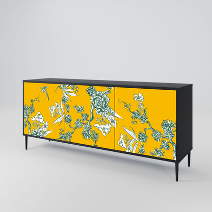 Credenza YELLOW CHINOISERIE a 3 ante in finitura nera