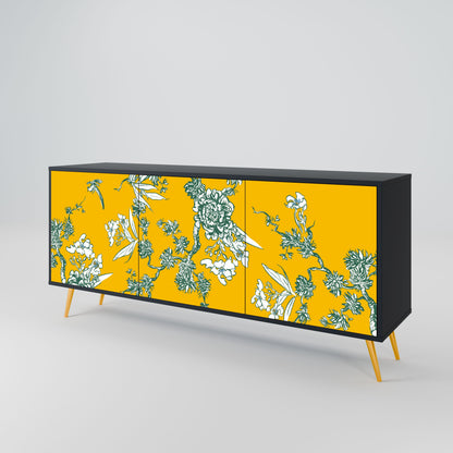 Credenza YELLOW CHINOISERIE a 3 ante in finitura nera