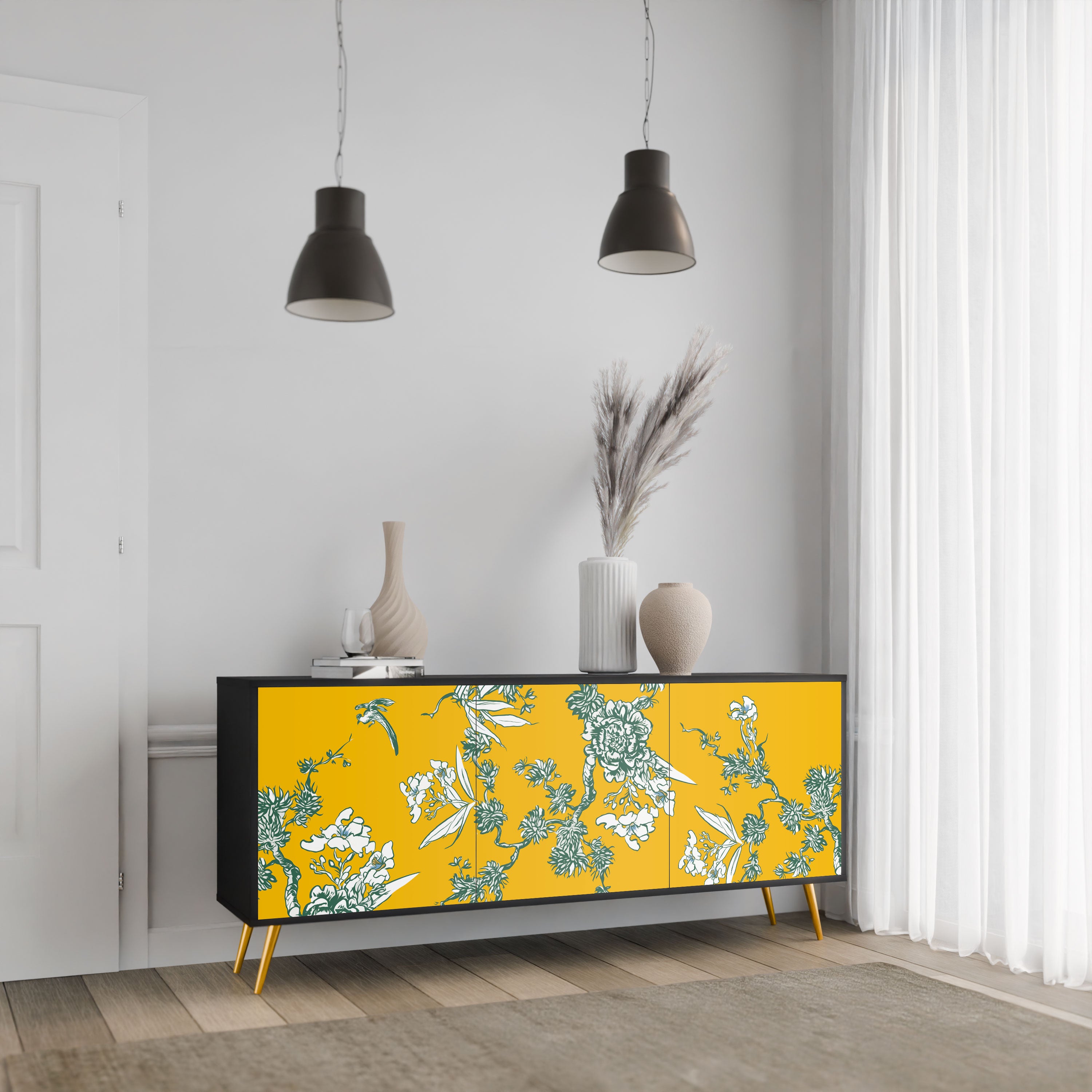 YELLOW CHINOISERIE Komoda 3-drzwiowa korpus Czarny