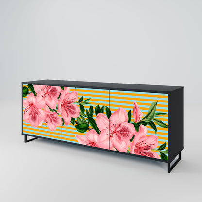 Credenza FRAGILE BEAUTY a 3 ante in finitura nera