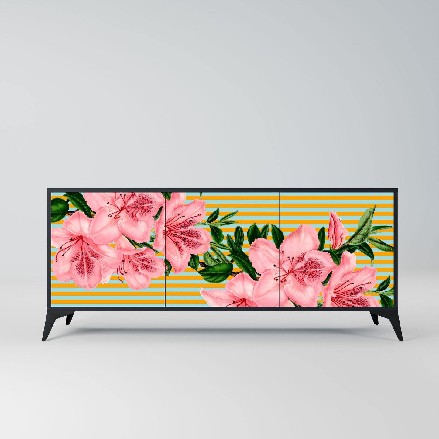 Credenza FRAGILE BEAUTY a 3 ante in finitura nera