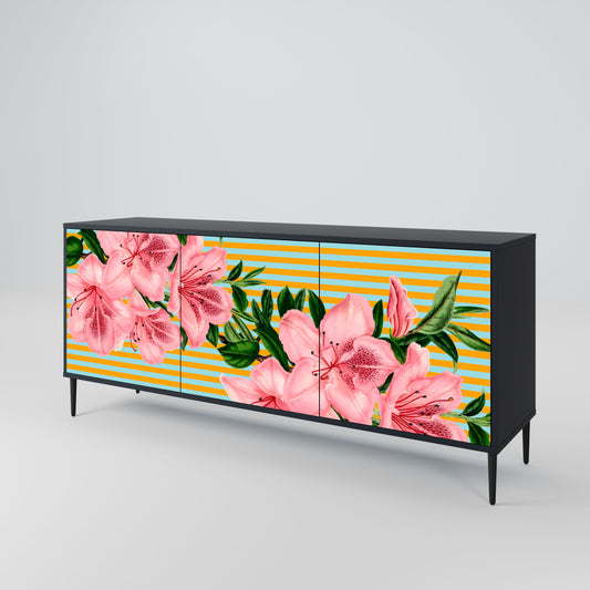 Credenza FRAGILE BEAUTY a 3 ante in finitura nera