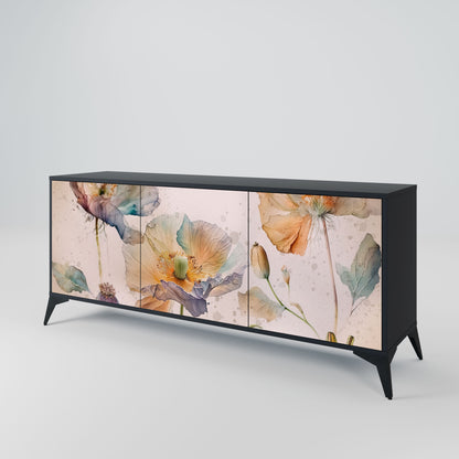 Credenza SOFTEN POPPY a 3 ante in finitura nera