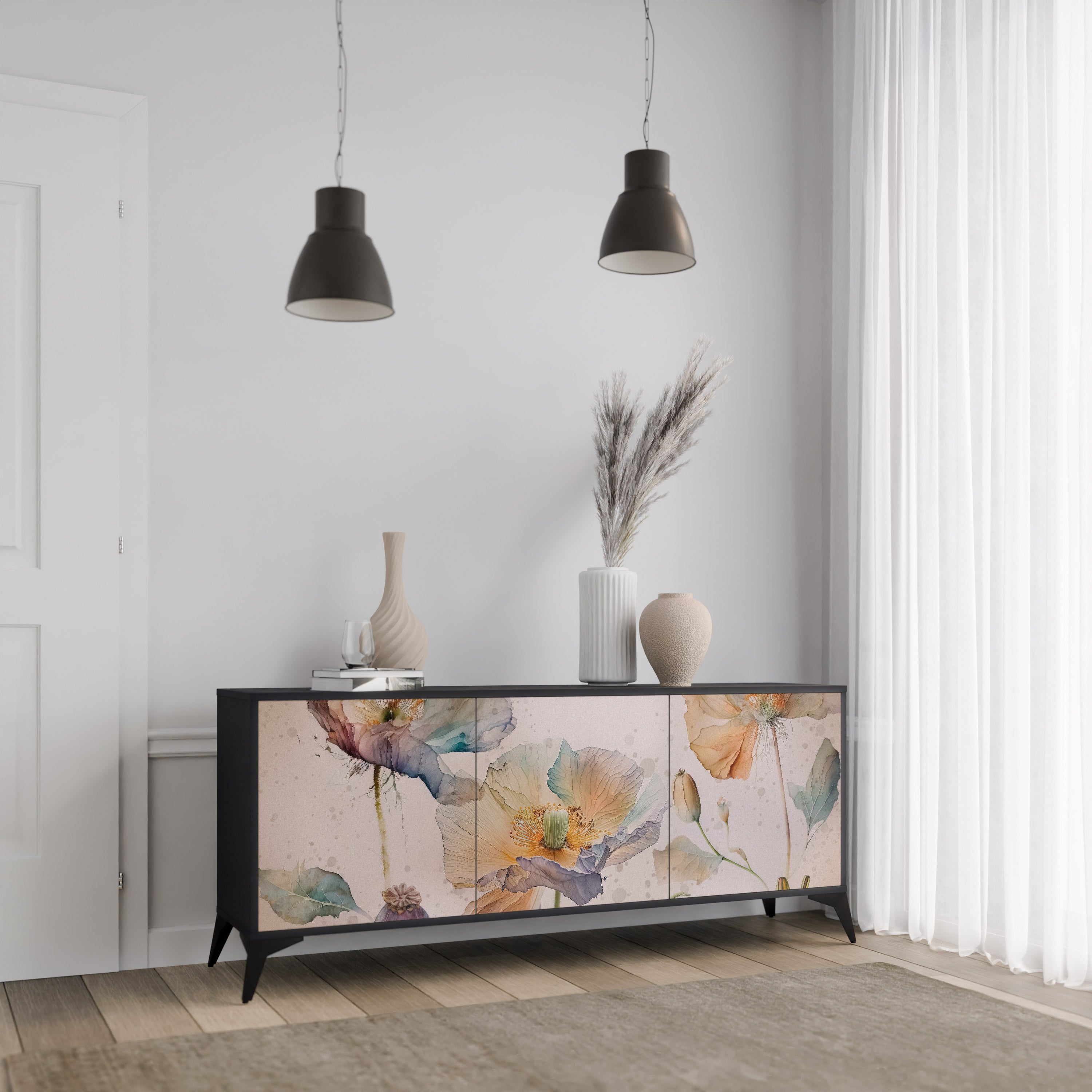 SOFTEN POPPY 3-Door Sideboard